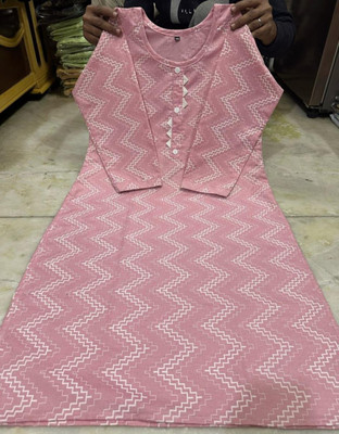 A S creative dising Women Printed A-line Kurta(Pink)