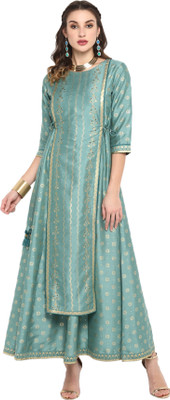 Janasya-Women-Printed-Asymmetric-Kurta-Light-Green