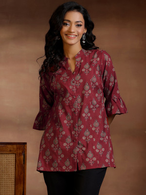 LIBAS Women Printed A-line Kurta(Maroon)