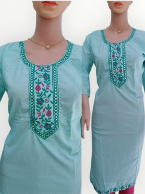 Josh Women Embroidered Straight Kurta(Blue)