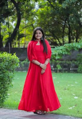 Maheshvar Women Solid A-line Kurta(Red)