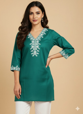 NAJ TEXTILE Women Embroidered A-line Kurta(Maroon)