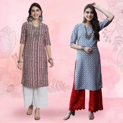 EthnicBasket Women Floral Print, Printed A-line Kurta(Multicolor)