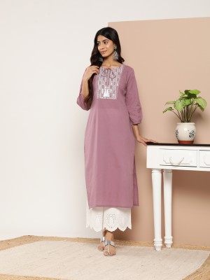 Varanga Women Abstract Straight Kurta(Purple)