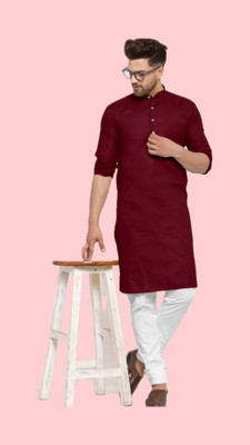 VINAARI Men Solid A-line Kurta(Maroon)