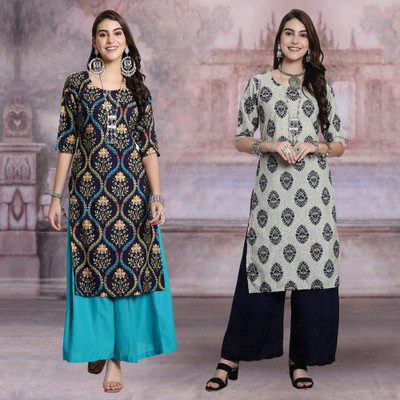 Moda Rapido Women Printed Straight Kurta(Multicolor)