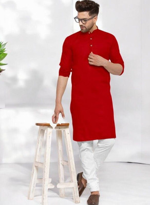 Rashmi Genz Men Printed Straight Kurta(Red)