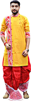 GOURI COLLECTIONS Men Embellished Ethnic Dress Kurta(Yellow)