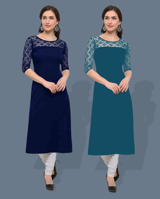 Maheshvi Women Self Design Straight Kurta(Multicolor)