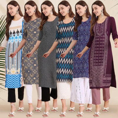 1 Stop Fashion Women Printed A-line Kurta(Multicolor)