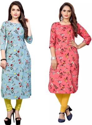 Shree Sarvottam Fashion Women Printed Flared Kurta(Blue)