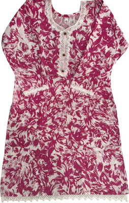 Priya Collection Women Floral Print A-line Kurta(Maroon)