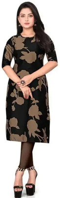 Mahadev Fashion Women Floral Print, Printed A-line Kurta(Black)