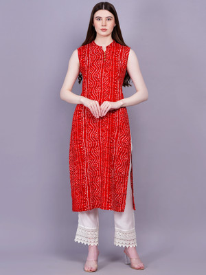 HouseOfCommon Women Printed Straight Kurta(Red)