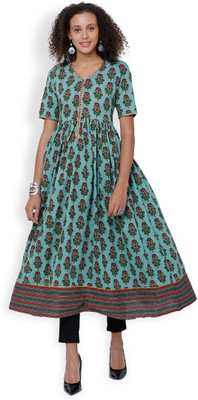 Vishudh Women Printed Flared Kurta(Multicolor)