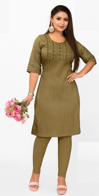 ROZEE FASHION Women Embroidered Straight Kurta(Red)