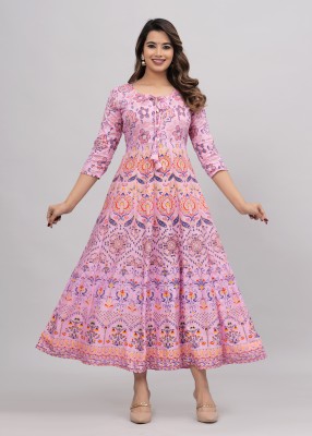 ANNEIV Women Printed Anarkali Kurta(Multicolor)