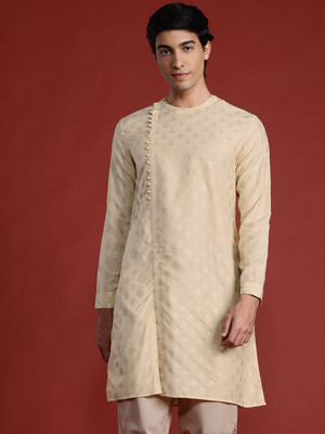 ANOUK Men Printed Straight Kurta(Beige)