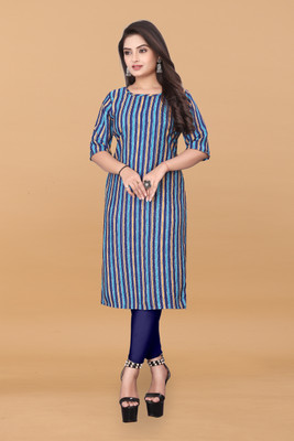 HARISH TEXTILE Women Striped A-line Kurta(Multicolor)