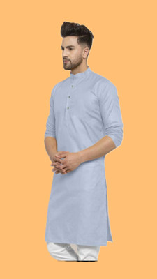 VINAARI Men Solid A-line Kurta(Grey)