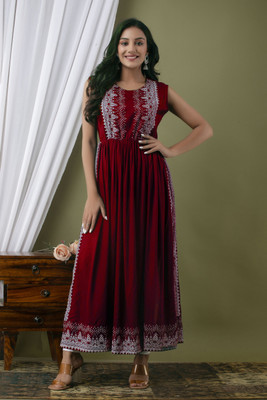 Teeja fashion Women Printed Straight Kurta(Black)