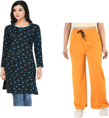 Indeweaves Women Self Design Straight Kurta(Multicolor)