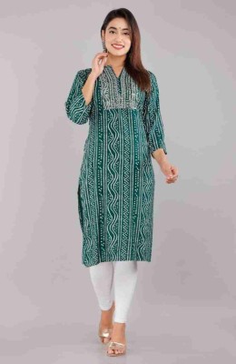 Stylo Urban Women Printed A-line Kurta(Green)