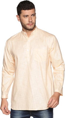 Sethukrishna Men Solid A-line Kurta(Orange)