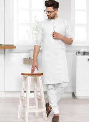 Rashmi Genz Men Printed Straight Kurta(White)
