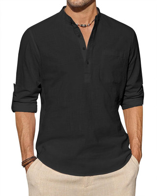 Univibe Men Solid Straight Kurta(Black)