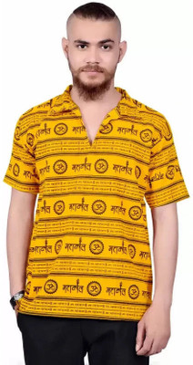 krishu Men Solid Straight Kurta(Yellow)