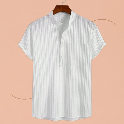 Look Trendy Men Self Design Straight Kurta(White)
