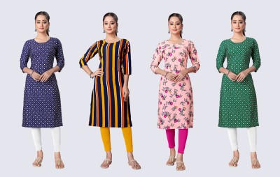 Pihu Fashion Women Printed A-line Kurta(Blue, Beige, Pink, Green)