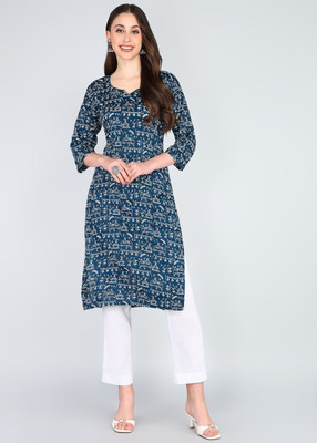 Tviksha Fashion Women Printed A-line Kurta(Light Green)