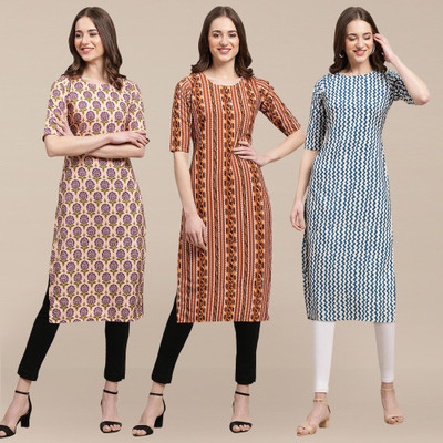EthnicBasket Women Printed, Geometric Print A-line Kurta(Multicolor)