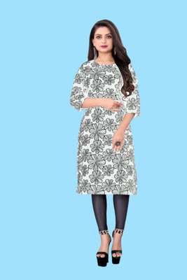 Tulsii Fab Women Printed Anarkali Kurta(White)