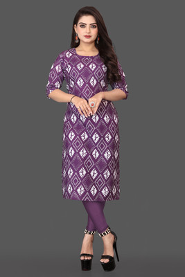 RANGRASIYA CORPORATION Women Geometric Print Straight Kurta(Purple)