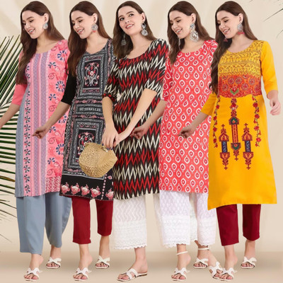 1 Stop Fashion Women Printed A-line Kurta(Multicolor)