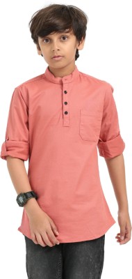 Rs fashions Boys Solid Flared Kurta(Pink)