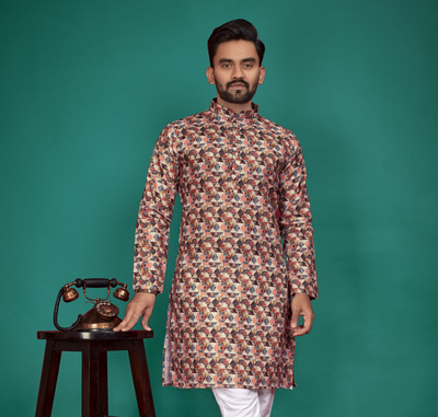 HIKNOCK Men Self Design Straight Kurta(Multicolor)