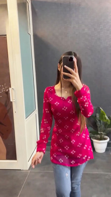 New RJP Craft Women Printed Straight Kurta(Pink)