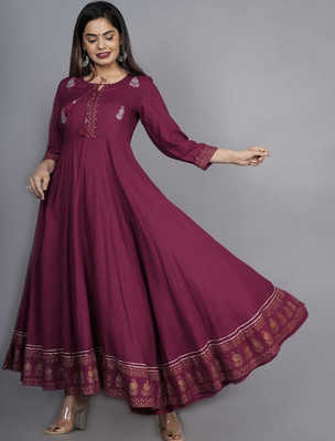 Sapna textile Women Printed Anarkali Kurta(Maroon)