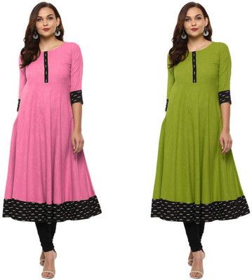 VISVA DESIGNER Women Solid Anarkali Kurta(Multicolor)