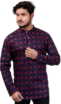 MADE IN THE SHADE Men Self Design Straight Kurta(Dark Blue)