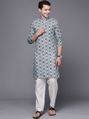 ANOUK Men Self Design Straight Kurta(Blue)
