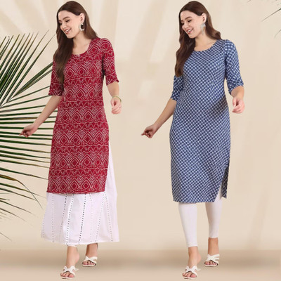 1 Stop Fashion Women Printed Straight Kurta(Multicolor)