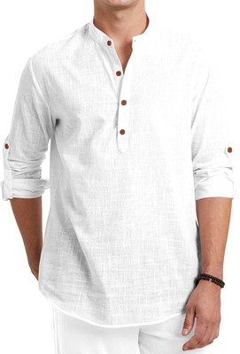 MACSIVO Men Solid Straight Kurta(White)