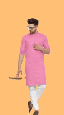 Anuj Fashion Men Solid A-line Kurta(Pink)