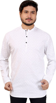 MOHINI CREATION Men Self Design Straight Kurta(White, Black)
