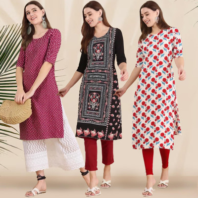 EthnicBasket Women Printed A-line Kurta(Multicolor)
